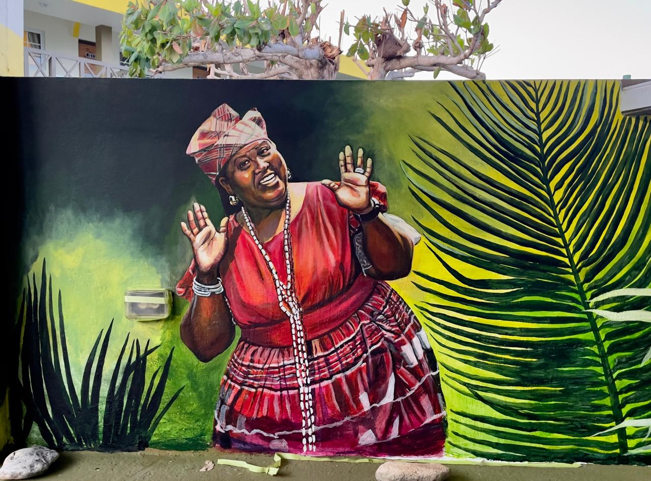Louise Bennett mural at Galina Breeze hotel interior